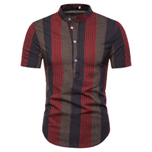 Load image into Gallery viewer, Dropshipping Male Polos Striped Slim Fit Short Sleeve Stand Collar Polo Shirt Men