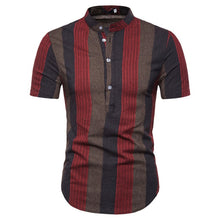 Load image into Gallery viewer, Dropshipping Male Polos Striped Slim Fit Short Sleeve Stand Collar Polo Shirt Men