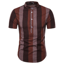 Load image into Gallery viewer, Dropshipping Male Polos Striped Slim Fit Short Sleeve Stand Collar Polo Shirt Men